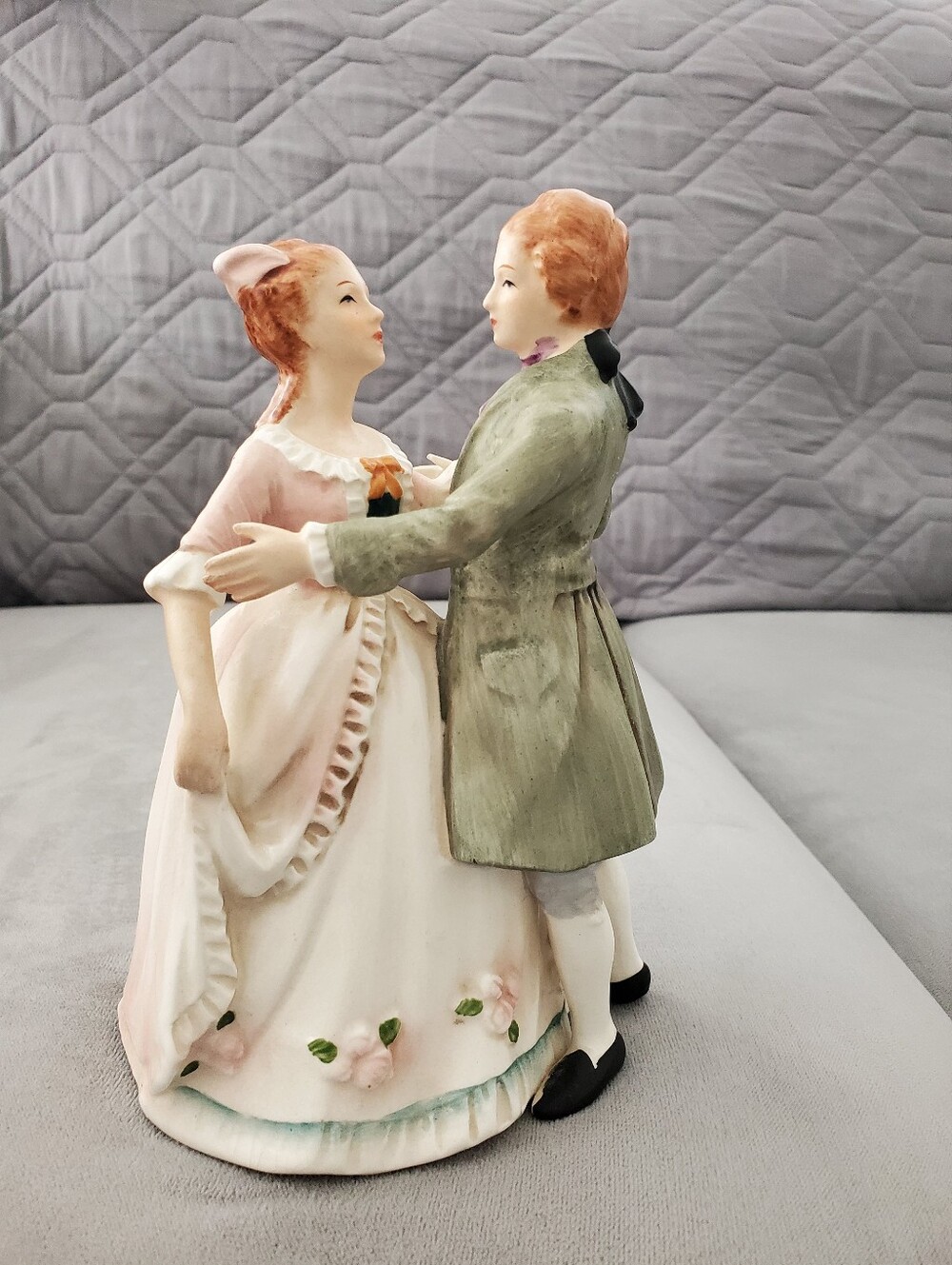 Vintage Porcelain Dancing Victorian Couple Wind-Up Music Box